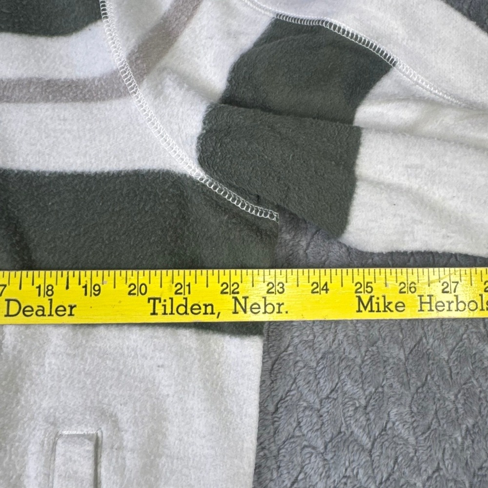 Chaps Fleece Pullover Mens Large Striped Quarter Button Mock Neck Cream Sweater - Picture 14 of 16